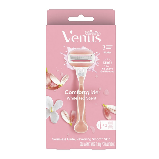 medium (44) GILLETTE VENUS COMFORT GLIDE WHITE TEA RAZOR 2UP