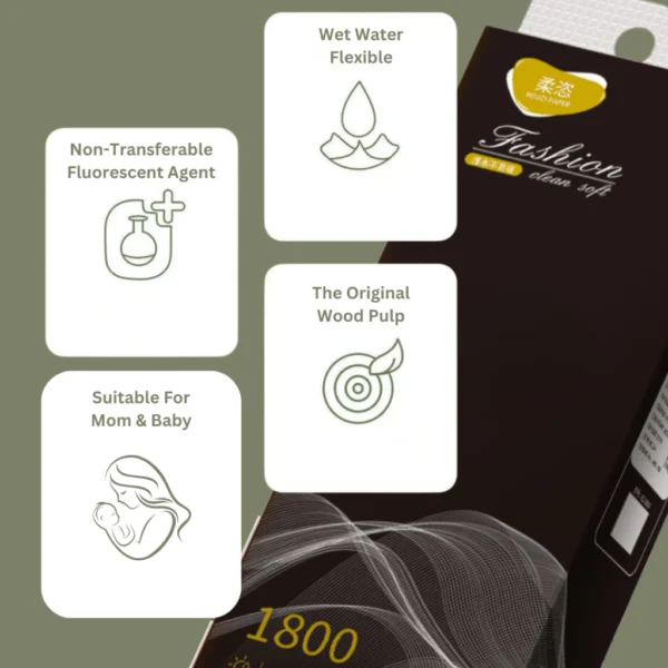 1800 Sheet Wood Pulp 4 Layers Thicken Hanging Soft Cheerful Comfort Mom Baby Tissue